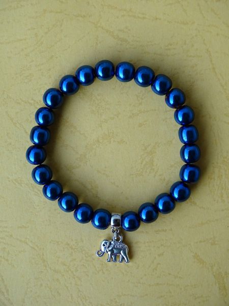 Blue Hematite and Elephant Pendant, Bracelet